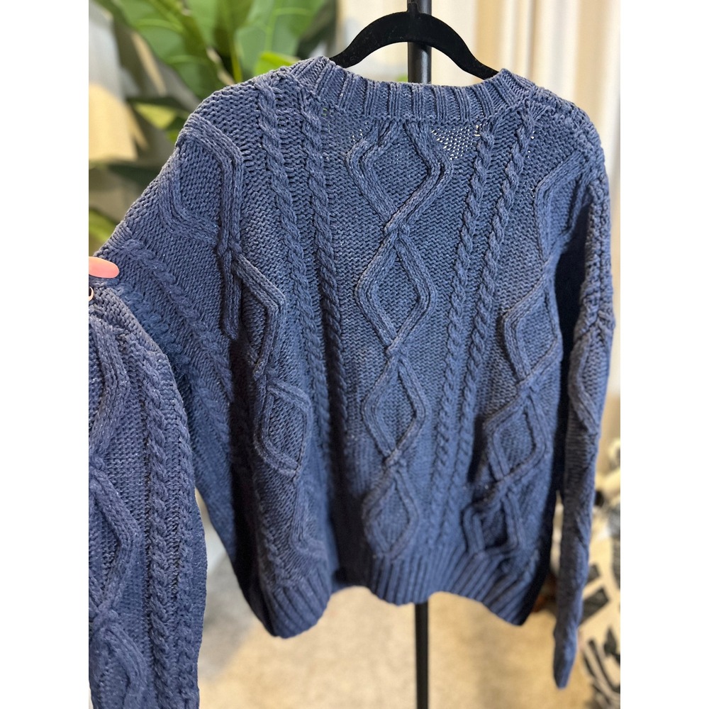Princess Polly Blue Cable Knit Oversized Crew Neck Sweater L/XL - Picture 10 of 11